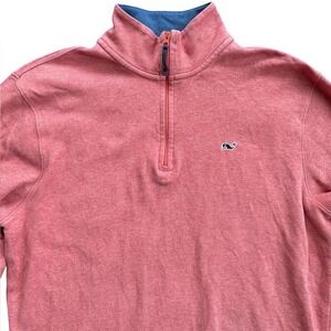 Vineyard Vines Mens S Pima Cotton 1/4 Zip Pullover Salmon Pink Whale Logo